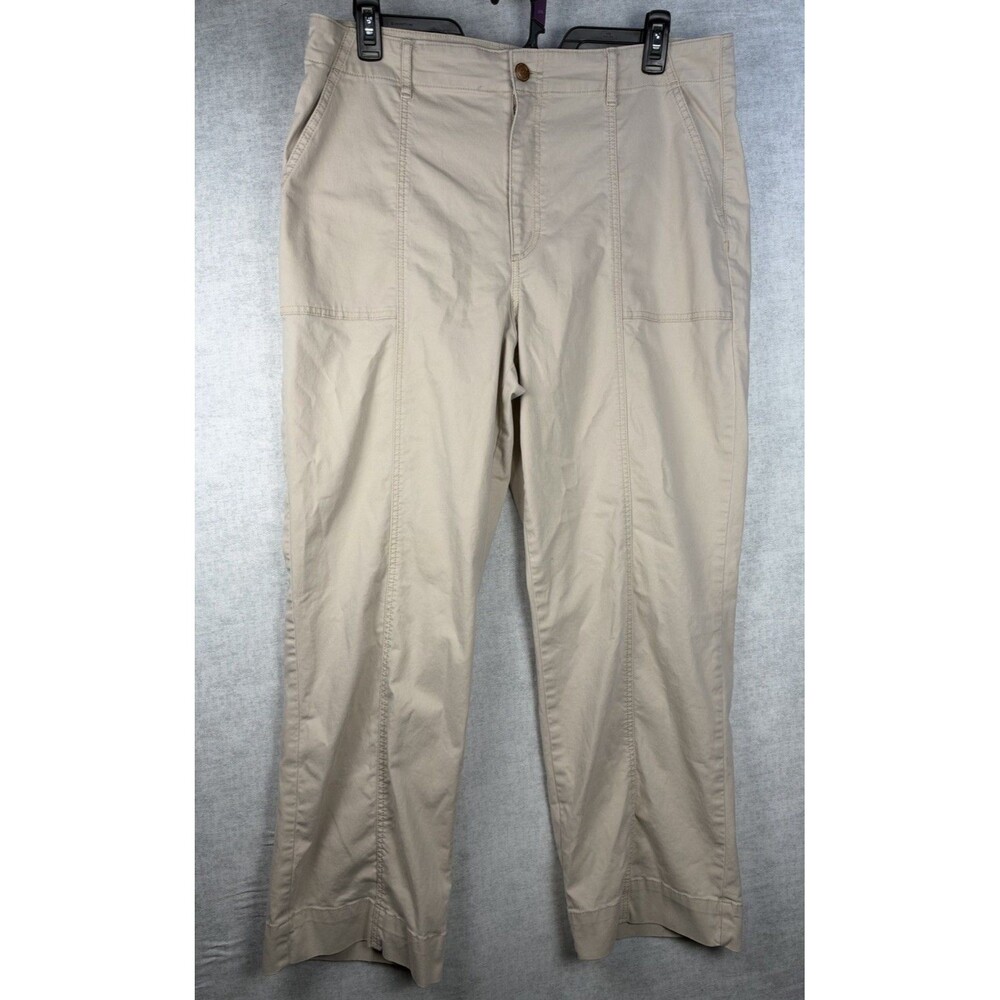 Ann Taylor Loft Slim Straight Pants Women's Size 16 High Rise Ankle Pants Beige
